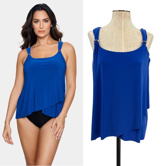 Miraclesuit Razzle Dazzle Tankini Top Underwire Swim Blue Size US‎ 12